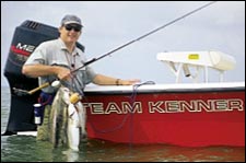 Kenner and crew used both soft plastics and topwater plugs to pull the fish off of the shell.